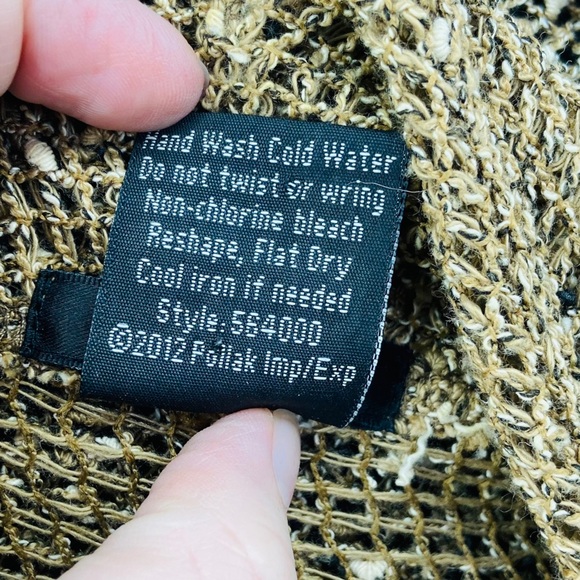 Katie Todd Draped Slub Net Weave Knit Open Front Long Sleeve Cardigan Sweater L - Picture 7 of 7